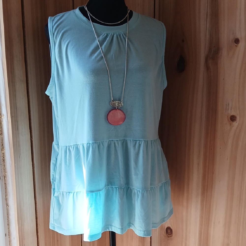 Leo Rosi Aqua Sleeveless Tiered Tunic